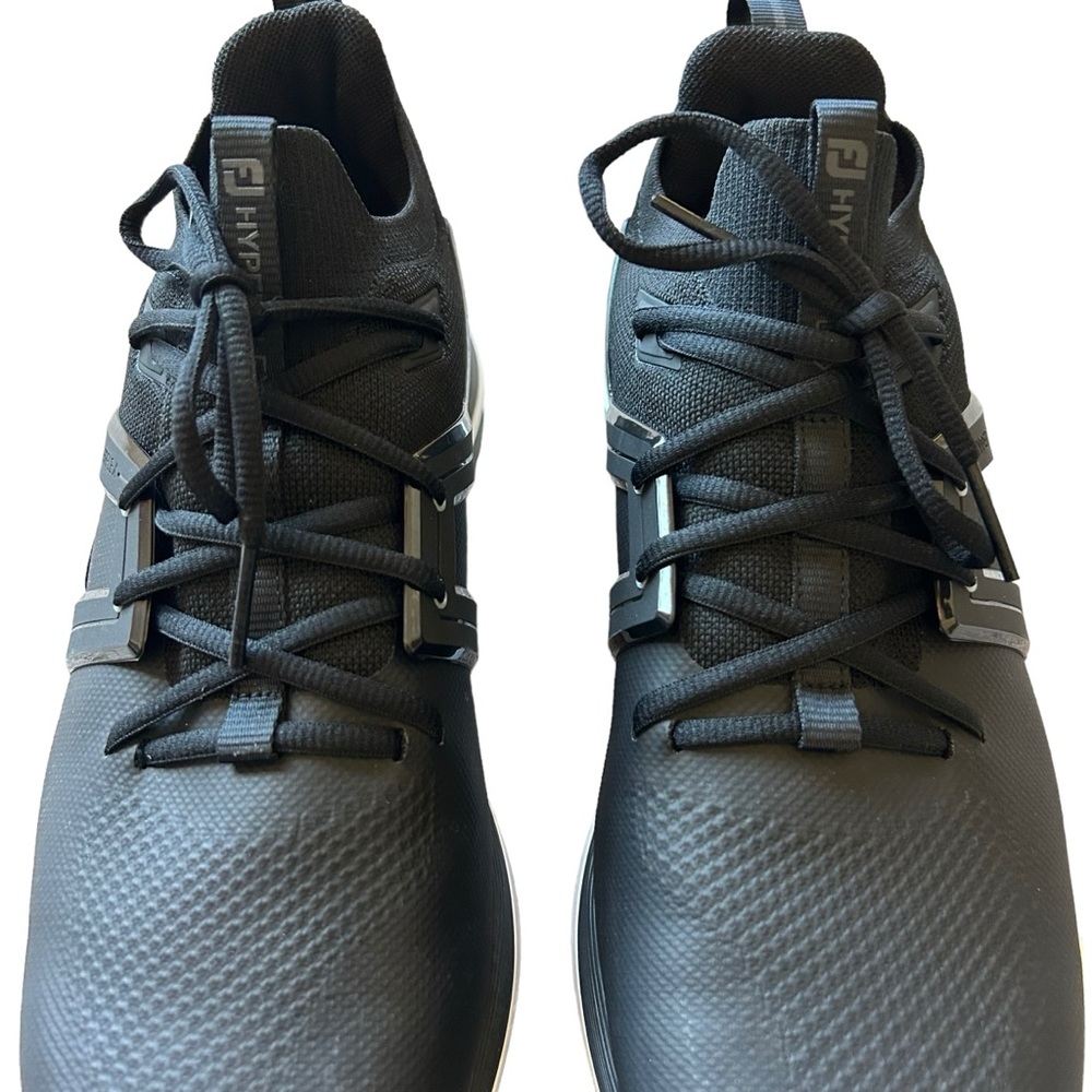 FootJoy Men's HyperFlex Golf Shoe 51117 black lace up cleats waterproof size 12 - Picture 3 of 9